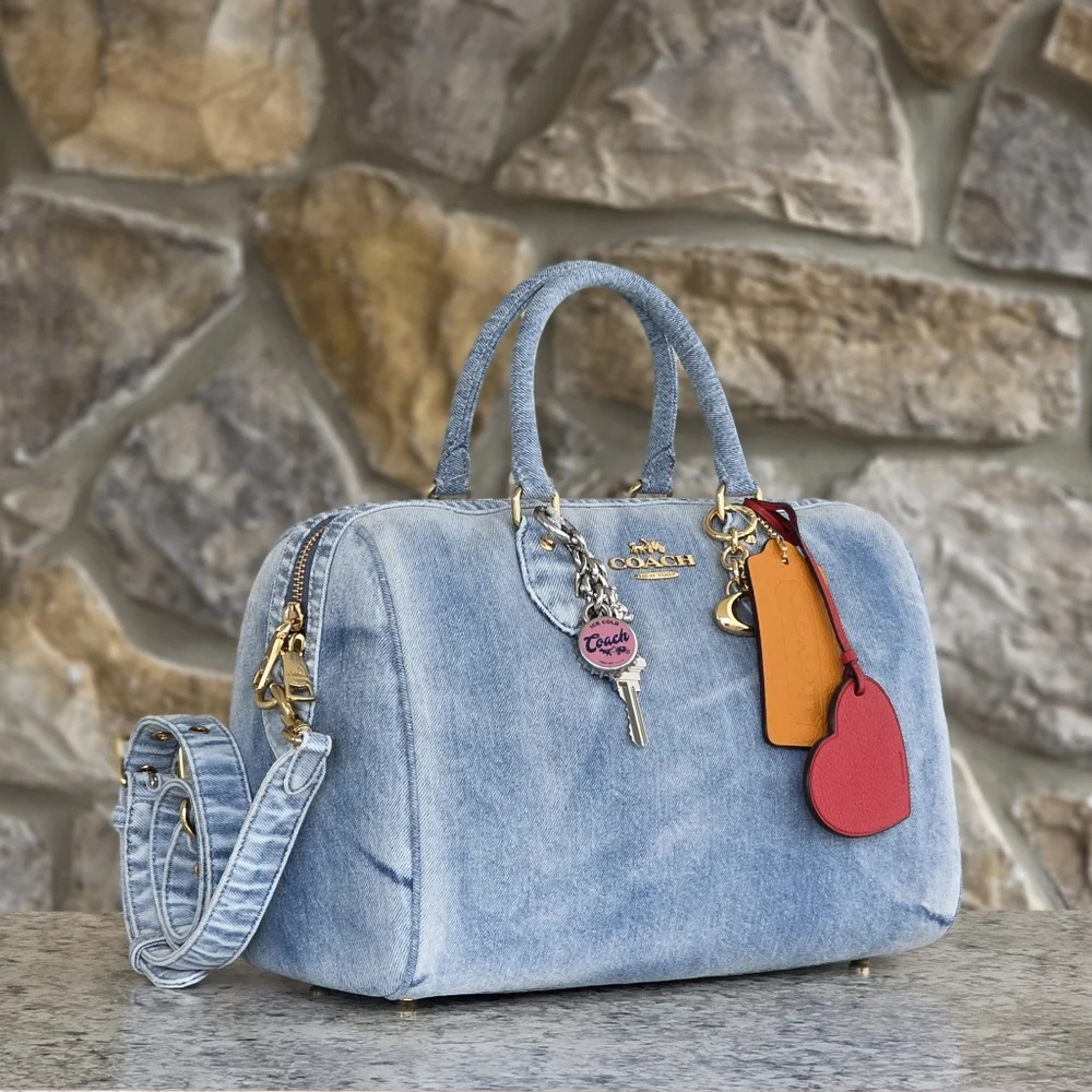 Coach Rowan Large Denim Satchel - Picture 1 of 11